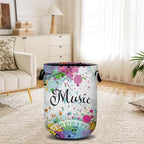 Music Guitar Laundry Basket, Laundry Hamper Collapsible Oxford Cloth with Handle Clothes Toy Storage Bin for Bathroom Laundry Room Bedroom 15.7 X 20 Inch - color: I Love Music Guitar