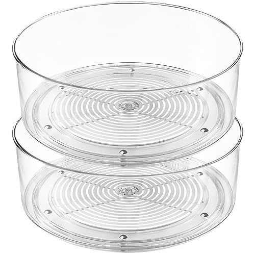 Lazy Susan Organizer, 2pcs 360 Degree Rotating Turntable Organizer, Round Plastic Clear Lazy Susan Turntable Food Storage Container for Kitchen, Fridge Organizer - size: 2 Pack