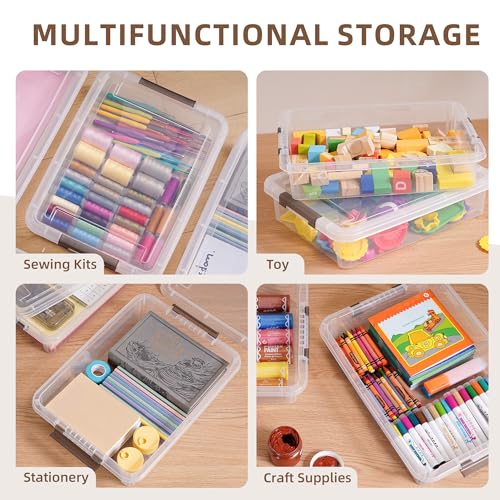 Citylife 3 PCS Plastic Storage Bins with Latching Lids Portable Project Case Clear File Box Stackable Storage Containers for Organizing A4 Paper, Photo, Document, Scrapbook - size: 5QT, style: 3 PCS