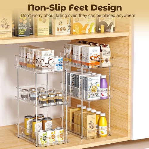 incostar 3 Tier Under Sink Organizer and Storage - Multi-Purpose Stackable Pantry Organizer with Pull-Out Clear Bins and Movable Dividers for Kitchen and Bathroom Cabinet - style: 1 Pack 3Tier