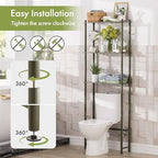 AmazerBath Bamboo Over The Toilet Storage Shelf, 3-Tier Over Toilet Bathroom Organizer Rack, Bathroom Shelves Over Toilet Space Saver, Forest Green - style: Forest Green-3-tier