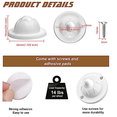PlusRoc 16 Pack Self Adhesive Caster Wheels for Appliance, Load Capacity 14LBS Per Wheel, Mini Swivel Wheels Sliders Roller for Stand Mixers Air Fryers - style: Nylon Ball