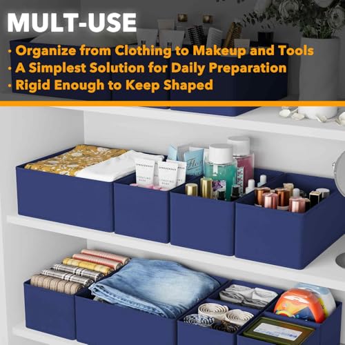 SpaceAid Drawer Organizer for Clothes, 12 Pack Dresser Drawer Organizer Bins, Closet Organizers and Storage Dividers for Clothing, Underwears, Socks (Blue) - color: Blue, size: 12 Pack