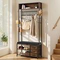 VEVOR Hall Tree with Bench and Shoe Storage, Entryway Bench with Coat Rack, 3 Drawers, 3 Storage Cubbies, 7 Hooks with Soft Cushion for Entryway, Hallway - size: 70.9" * 31.5"