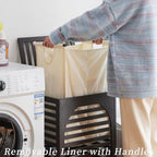 Laundry Hamper with Lid,Bamboo Large Waterproof Clothes Laundry Basket,Removable Washing Bags with Handles,clothes basket (Brown) - color: Brown