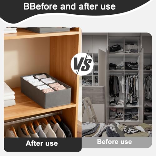 1 Pcs Drawer Organizer Storage Box for Underwear Socks Closet Divider for Wardrobe Dresser Vanity Space Saving Use(8-Grid Grey) - color: Grey-4, size: Medium