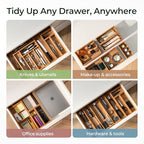 keechee 6-Piece Bamboo Drawer Organizer Set, 2.2" Deep Multi-Use Organizers for Utensils, Silverware, Cutlery, Desk, Bathroom, Junk Drawer & Makeup, Non-Slip Feet Included. - size: Bundle: 10 Slots (Expandable) + 5 Pc Set