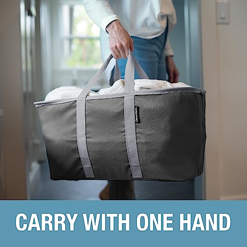 CleverMade Collapsible Laundry Tote 2-Pack (50L) – Foldable Carry-All Storage Bin for Laundry, Car Trunk, RV, Dorm & Home Organization - Charcoal - color: Charcoal Gray
