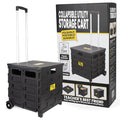 dbest products Quik Cart Pro Wheeled Rolling Crate Teacher Utility with seat Heavy Duty Collapsible Basket with Handle, Aluminum, Black - color: Black, style: Pro