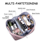 Travel Makeup Bags Organizer for Women: 3 Pcs Set Cosmetic Bag - Large Make up Bag with Compartments - Flat Open Waterproof Leather Toiletry Bags for Skincare, Brushes & Travel Essentials - Pink - color: 03-Pink