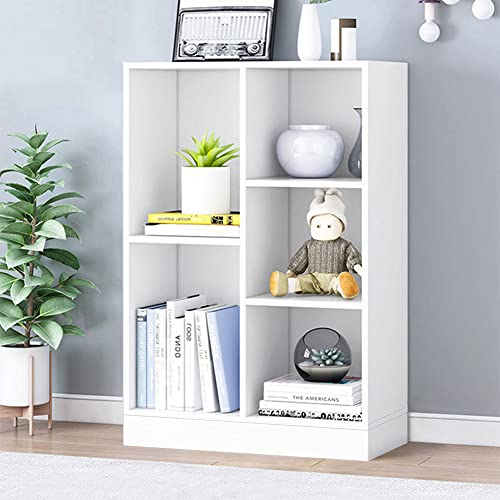 IOTXY Open Shelf Low Bookcase - Wooden 3-Tier Floor Standing Display Cabinet Organizer with Base, 5 Cubes Short Horizontal Bookshelf in Warm White - color: Warm White, size: 50CM Base