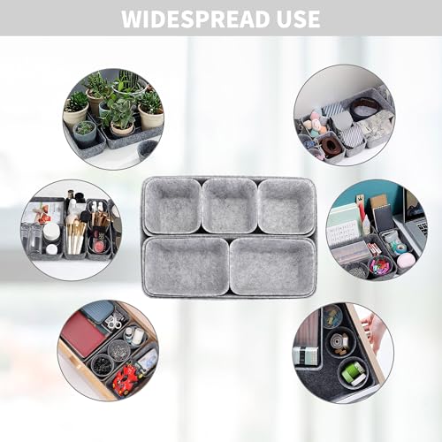8pcs Drawer Organizers, Separators, Storage Box,Felt Storage Bins Inserts Tool Containers Toy Basket Shelf Cubes Foldable Drawer Dividers Desk Organisers -Grey Matching - color: Grey Matching