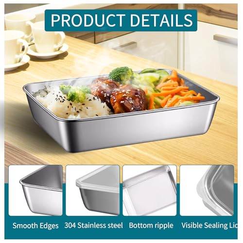 GIUOIDUO stainless steelFood Storage Containers setsstorage box with lidfreezer FrozenKitchen tray with lidOven plateSide dish plate Freezer & Dishwasher Safe - color: 3-Pack