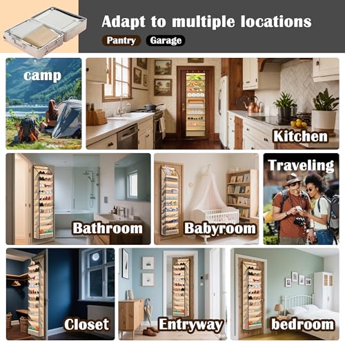 10 - Pocket Over - the - Door Hanging Shoe Organizers & Rack, Made of Sturdy 600D Oxford + Non - Woven Fabric, Space - Saving Storage for Shoes, Boots & More (Cream-colored) - color: Cream-colored