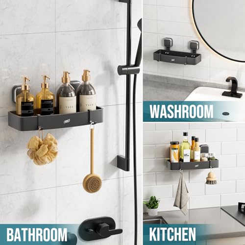 TAILI Shower Caddy Suction Cup, Heavy Duty Shower Organizer for Bathroom, Removable Shelves for Inside Shower, Wall Mounted Aluminum Storage for Bathroom Holder, Dark Gray - style: 1 × Dark Grey
