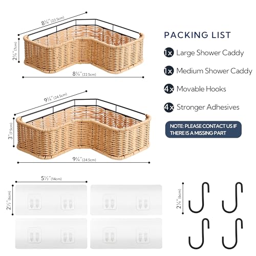 GRANNY SAYS Corner Shower Caddy, 2 Pack Rustproof Corner Shelves, Wicker Shower Organizers and Storage, Inside Shower Shelf for Home Decor - color: Natural, size: Corner