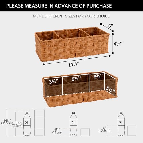 GRANNY SAYS Bathroom Toilet Organizer, Back of Toilet Storage Basket, Waterproof Storage for Shelves, 3 Section Wicker Baskets, Caramel Orange, 2-Pack - color: Caramel