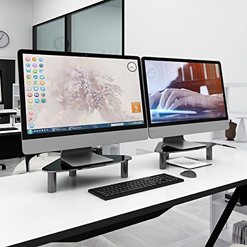 Hemudu 2 Pack Computer Monitor Riser | Triangle Save Space Desktop Corner Stand for Computer Monitor & Laptop Black HD01B-203 - color: black