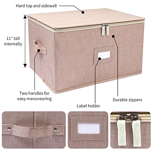 popoly Wine Glass Storage Box, Stemware Storage Containers Cases with Dividers, Stackable Moving Supplies for 12 Wine Glasses, Drinkware, Glassware or Crystal (Beige) - color: Beige