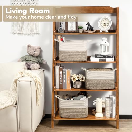 Goodpick Woven Storage Baskets for Organizing, Baby Basket for Gifts, Dog Toy Storage Bins for Shelves, Cute Baskets for Home Decor, Rope Basket for Towels, 13" x 10" x 9", Brown - color: Light Brown, size: 13"L x 10"W x 9"H