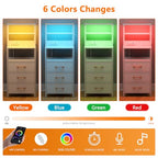 Furnulem Night Stand, White Bedside Nightstand with 4-Tier Shelves and 3 Fabric Drawers, LED Bed Side Tables with Charging Station, Tall Dresser for Bedroom, Hallway, Office - color: White, size: 3 Drawer