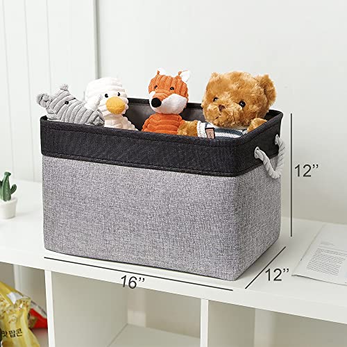 TheWarmHome Storage Basket for Organizing - 16x12x12 inch Cube Storage bin 3 Pack Fabric Storage Cubes, Collapsible Storage Box for Organizer Cloth Gift Toy Closet (Black & Grey) - color: Black&Grey, size: 3PCS/Large Cube - 16L×12W×12H