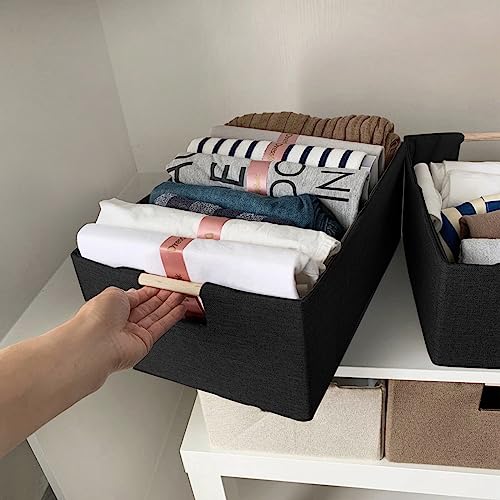 xianshengle Storage Bins & Fabric Storage Basket for Shelves - Decorative Baskets Storage Box Cubes Containers W/Handles for Closet Shelf Nursery Toy, Home, Office, Books,Bathroom (Black 2 Pack)