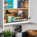 Pull-Out Cabinet Spice Rack Organizer - Slim Slide-Out Storage for Spices, Bottles & Jars, Premium Heavy-Duty Steel, Easy Install for Narrow Kitchen Cabinets - 20 ⅜ W x 10 ½ D x 2 ¾ H, Chrome - size: 20 Inch - Single