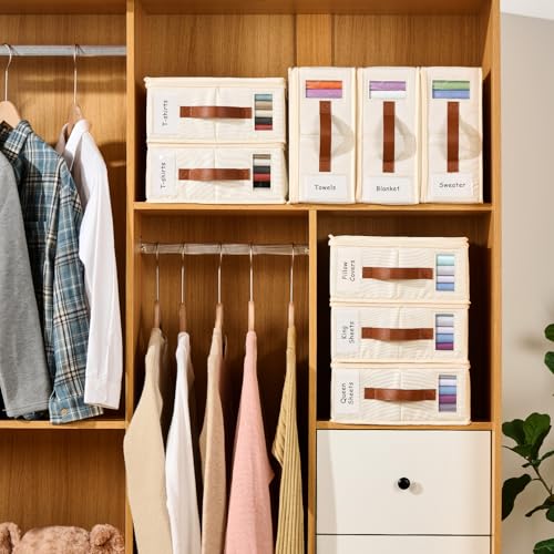 Bed Sheet Organizer 4 Pack - No Insects Entry Sheet Organizers and Storage with Zipper, Label, Handle, Window, Linen Closet Organizers and Storage for Sheet Set, Clothing, Duvet Covers, Blanket - color: White, size: 4 pack