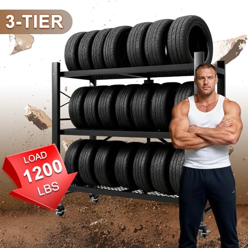 3-Tier Folding Storage Shelves, Heavy Duty Garage Shelving Unit, Adjustable Metal Standing Storage Rack Shelf, No Assembly Wire Shelving Organizer with Wheels for Kitchen Pantry Warehouse - size: 3-Tier