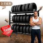 3-Tier Folding Storage Shelves, Heavy Duty Garage Shelving Unit, Adjustable Metal Standing Storage Rack Shelf, No Assembly Wire Shelving Organizer with Wheels for Kitchen Pantry Warehouse - size: 3-Tier