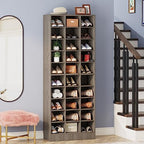 Tribesigns 10-Tier Shoe Storage Cabinet, Gray Wooden Shoe Rack with 30 Cubbies, Freestanding Tall Entryway Shoe Organizer for Closet, Entryway, Living Room - color: Grey