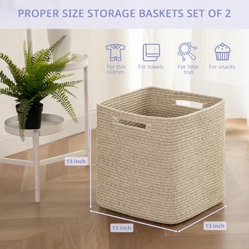 OIAHOMY Storage Cubes, 13 Inch Cube Storage Organizer, Collapsible Storage Bins, Baskets for Organizing, Storage Bins for Shelves-Brown, 2-PACK - color: Brown, size: 2Pcs-13*13*13inch