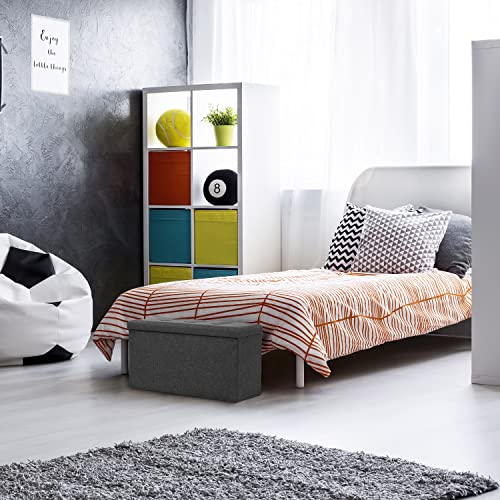 Seville Classics Large 30" Foldable Bench Ottoman Footrest Storage Chest Coffee Table Stool, for Bedroom, Living Room, Entryway, Lounge, Modern Gray, 1-Pack - color: Modern Gray, size: 15.7"D x 30"W x 15.7"H