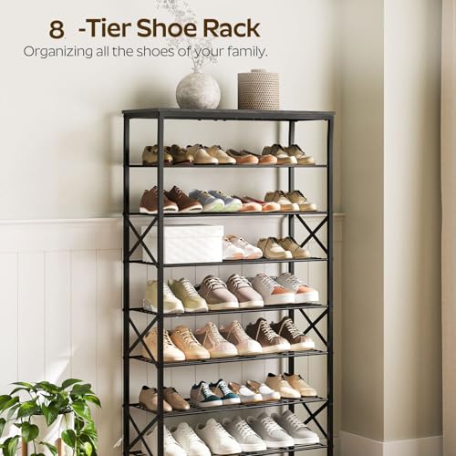 YATINEY 8 Tier Shoe Rack, Large Capacity Shoe Storage Organizer Holds 32 Pairs, Sturdy and Stable, for Entryway, Hallway, Closet, Dorm Room, Charcoal and Black SS08BC - color: Charcoal + Black, size: 27.8" x 10.8" x 52.6"
