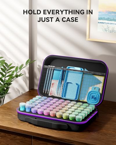 ARTDOT 60 Slots Storage Container for Diamond Art Kits for Adults, Portable Bead Storage Boxes for Diamond Painting Accessories and Tools - color: Black, size: Medium