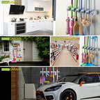 LETMY Broom Holder Wall Mounted - Mop and Broom Hanger Holder - Garage Storage Rack & Garden Tool Organizer - 5 Position 6 Hooks for Home, kitchen, Garden, Tools, Garage - color: Gray
