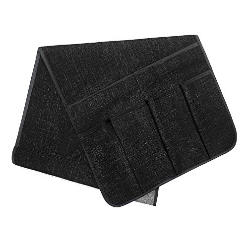 Sofa Armrest Storage Bag, Armchair Side Caddy Hanging Pouch Organizer, 14-Pocket Waterproof Durable Storage Bag, Suitable for Tablets, Phones, Books, Magazine, TV Remote Control (1#Black) - color: 1#Black