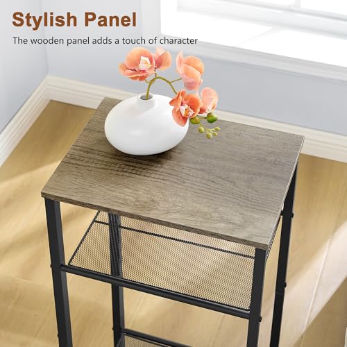 Hoctieon 3 Tier End Table, Telephone Table, Tall Side Table with Storage, Small Nightstand for Small Spaces, Metal Frame, For Living Room, Bedroom, Sofa Couch, Hall, Easy Assembly, Greige - color: Greige, size: 1 Pack