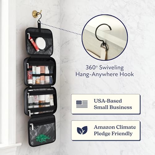 VANDEL Waterproof Hanging Toiletry Bag [TSA-Approved] Hanging Makeup Organizer Bag, Cosmetic Travel Bags for Women, Makeup Case Toiletries Organizer Hygiene Bathroom Shower Caddy - Black - color: Black