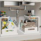 INNOVATIVE LIFE Under Sink Organizer, 2 Pack 2 Tier Under Sink Organizers and Storage, Slide Out Pull Out Cabinet Organizer Shelf, Metal Sliding Drawer for Kitchen,Bathroom, White - size: White (2 Pack)