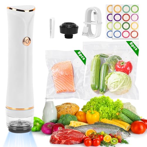 Compact Vacuum Sealer for Food Storage & Preservation,with Reusable Bags, Ultra-long 100-minutes Vacuuming Time,Chef-Preferred 6X Freshness Keep for Home Kitchen RV Travel Seal Meal