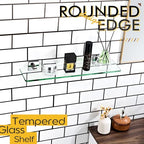 KOKOSIRI Bathroom Shelves Wall Mount 20-Inch Floating Glass Shelf Kitchen Hanging Rack Shower Storage, 2 Pack Polished Stainless Steel B1107CH-L20-P2 - color: Polished Chrome, size: 20-Inch(2 Pack)