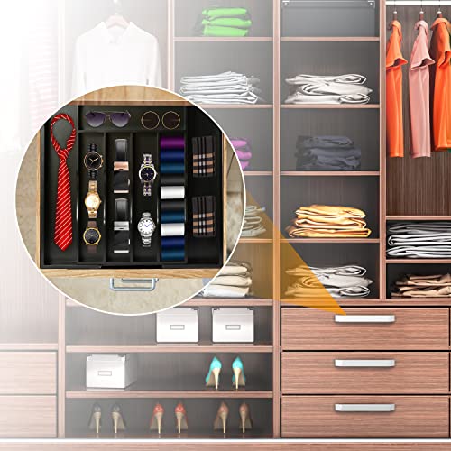 Bellsal Black Silverware Organizer Kitchen Drawer Organizer Expandable Bamboo Utensil Holder Cutlery Tray for Kitchen Utensil and Flatware Bedroom Office - color: Black, size: 7 Slots Expandable