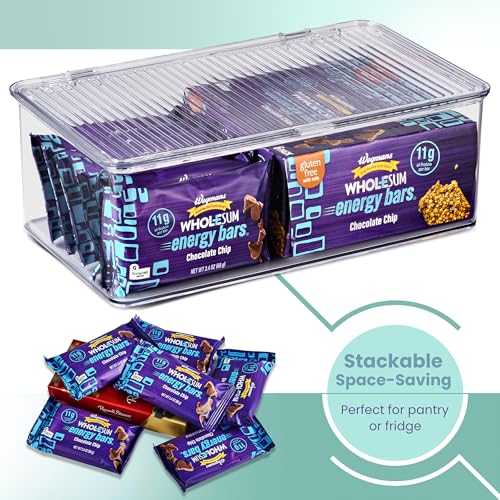 Sorbus Pantry Storage Organizer with Lids- Clear Plastic Refrigerator Organizer Bins- Multi Purpose & Versatile Stackable Cabinet Organizers- Cosmetics, Laundry, Office Supplies Food Organizer- 2 Pack - size: Medium