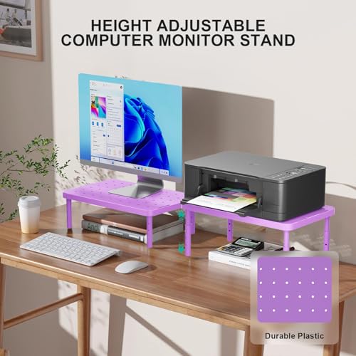 WALI Computer Monitor Stand for Desk, Adjustable Laptop Riser, Desk Monitor Stand Underneath Storage for Office, Home, School Supplies (PTT001-V), 1 Pack, Violet - color: Violet, size: Basic