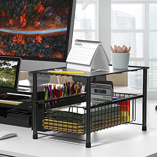 Simple Houseware Stackable Under Sink Cabinet Sliding Basket Organizer Drawer, Black - color: Black
