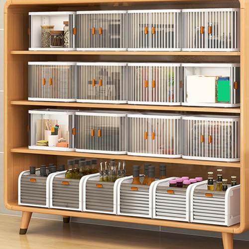 Stackable Makeup Organizer Drawers, Foldable Plastic Storage Boxes Clear Vanity Organizers and Storage Case for Living Room Cosmetics Lipsticks(#1) - color: #1