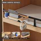 Magheo Bedside Shelf Wood, Foldable Clip-On Bed Shelf for Top Bunk Space Saving Bed Side Table Tray for College Dorm Essentials,Loft Nightstand Organizer Tray with Removable Cup Holder, Hooks, Groove - size: Foldable+cup holder/hooks/groove
