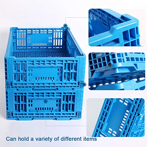 Collapsible Storage Bin Containe， 52 Liter Transfer box,crate Transit storage of various items (23.6" L x 15.7" W x 8.6" H-two) - size: 23.6" L x 15.7" W x 8.6" H-two